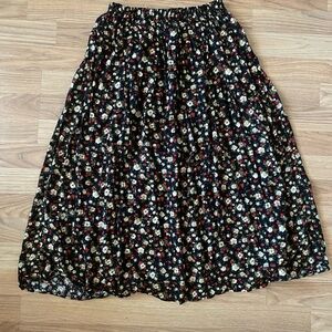 Vintage Floral Black Skirt (Made in Canada)